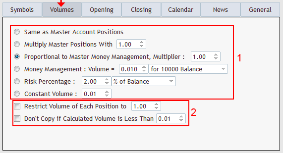 forex trade copier pro control panel lot size settings
