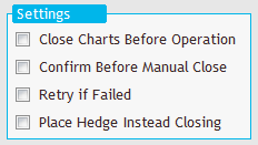 settings of automatic trade close ea