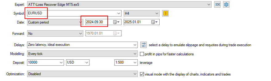 loss recover edge sample tester settings