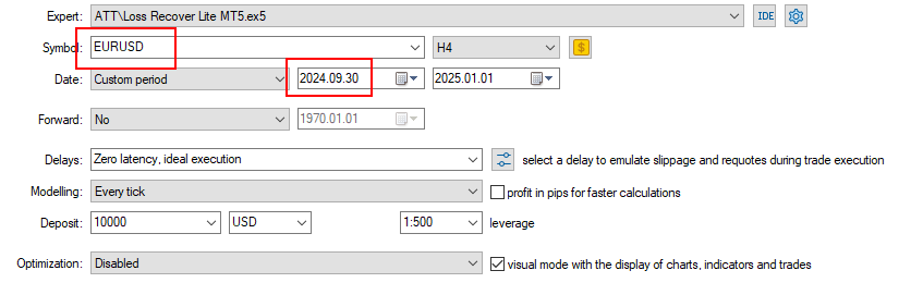 metatrader loss recover lite ea tester settings