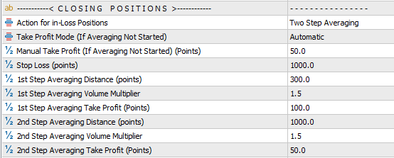 auto scalper robot inputs closing settings