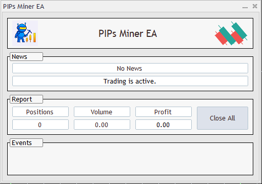 pips miner trading robot info panel