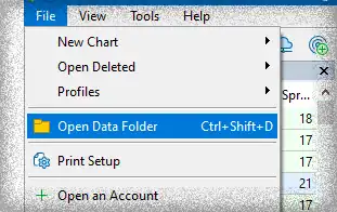 how to open metatrader data folder