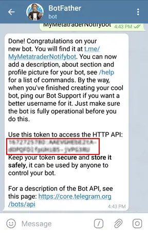 telegram integration botfather get the bot API Token