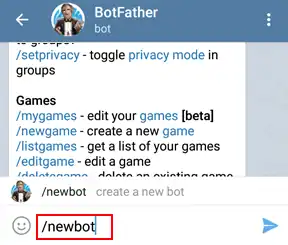 telegram integration botfather create a new bot
